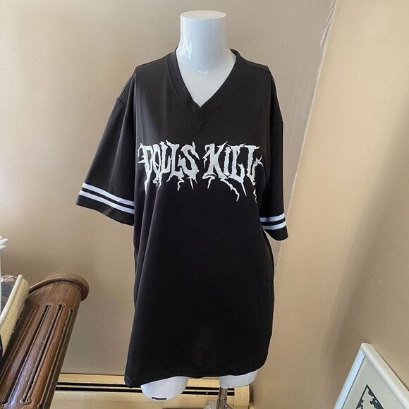 Dolls Kill Logo Merch Tour Jersey Shirt Tee Sport Blokette Sz S NWT oversized - Picture 7 of 7
